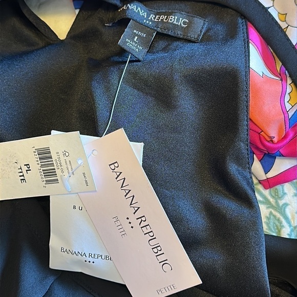 NWT Banana Republic Black Chiffon Halter Neckline Cinch waist Dress Womens Sz LP - Picture 13 of 13